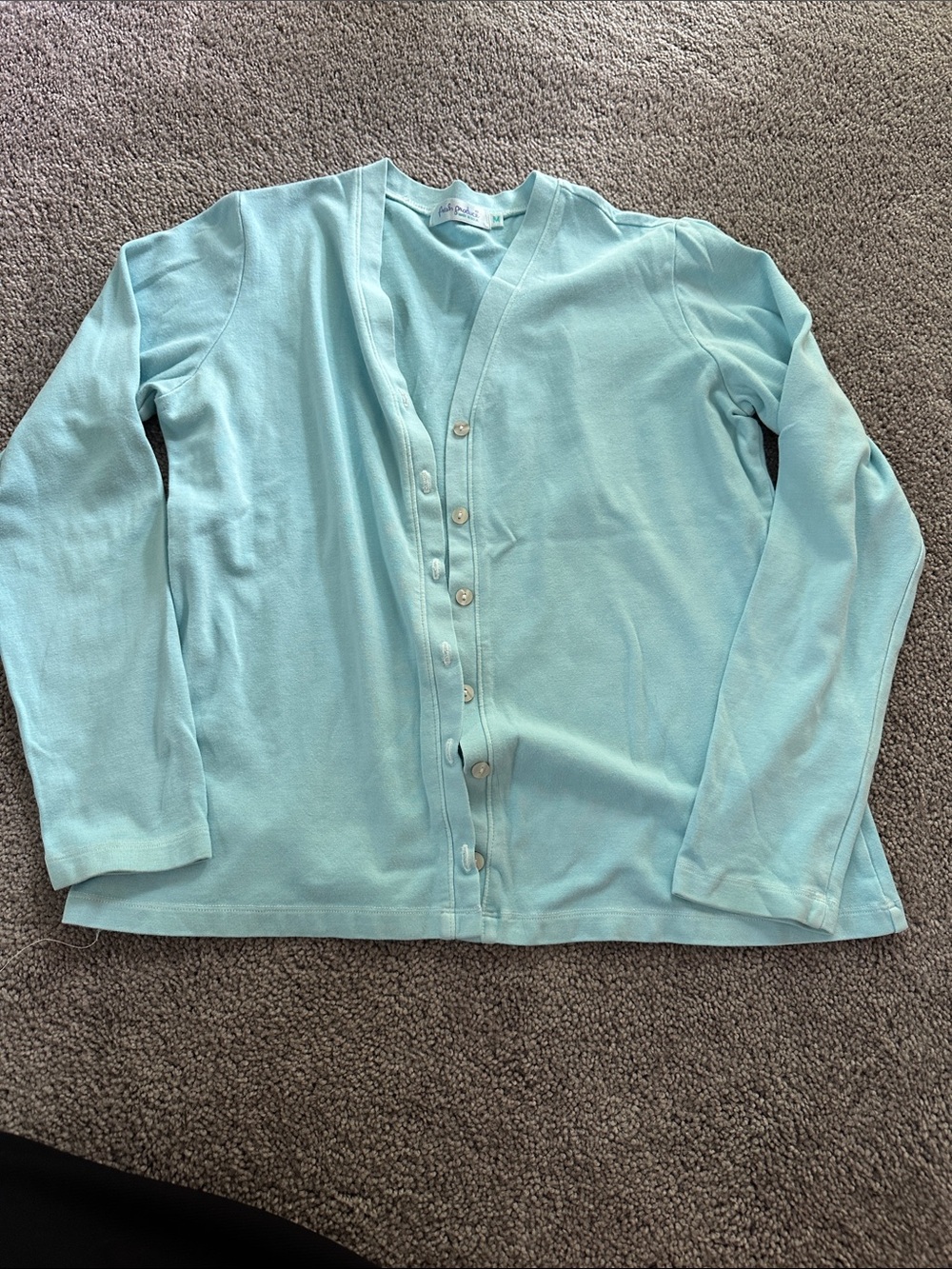 Fresh produce women’s cardigan medium button down light blue